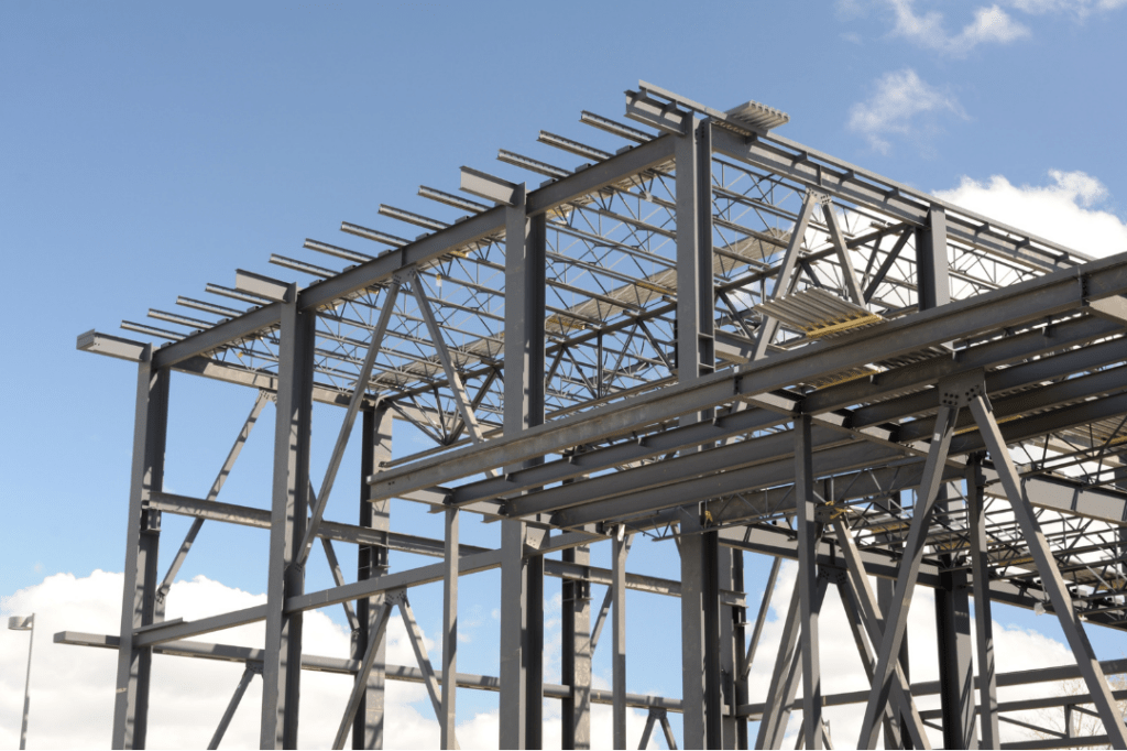 This image shows how Temporary roof framing is a vital step in protecting structures after major damage.