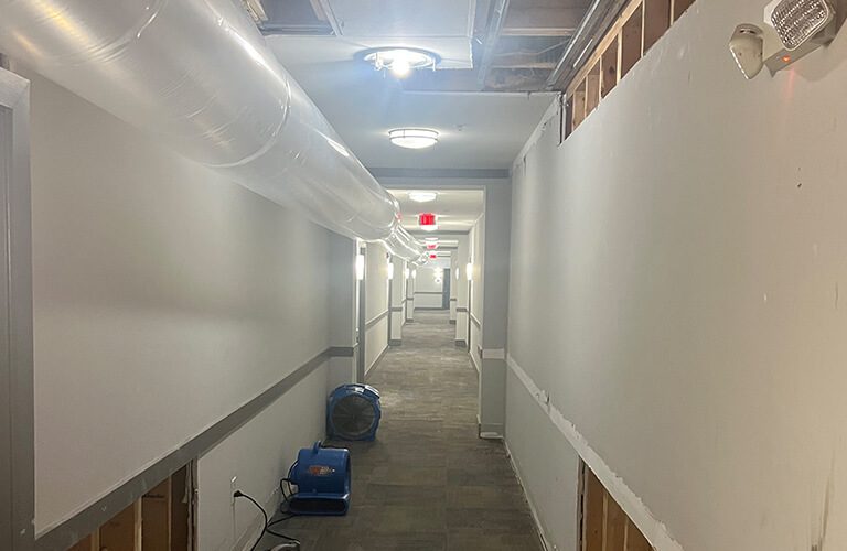 Water Damage Restoration Hallway